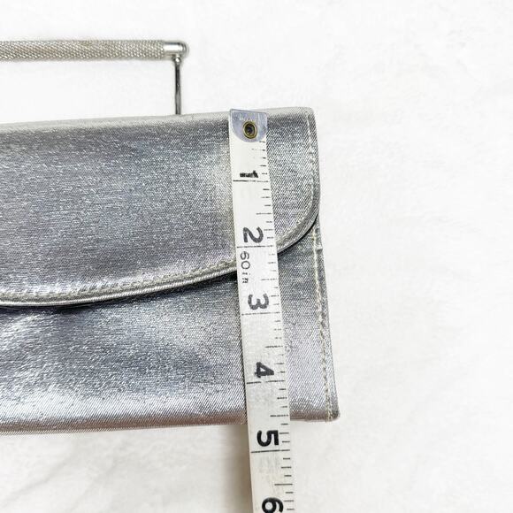 VINTAGE Silver Small Purse Clutch Fancy Evening Bag - Picture 9 of 11